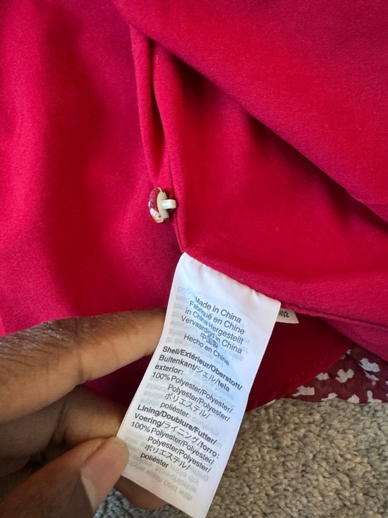 Madewell Red Floral Mini Dress V Neck Tie Sleeve Fit & Flare SIZE 12 - Picture 5 of 6